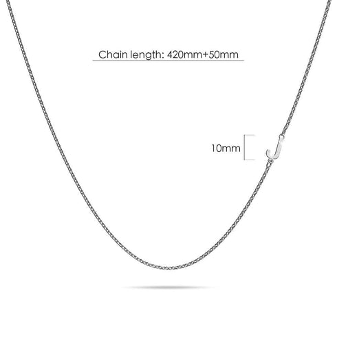 Bold Alphabet Letter Initial Charm Necklace in White Gold Tone